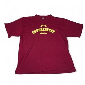 Vintage Oktoberfest München T-Shirt Made in Germany Red Yellow Mens XL